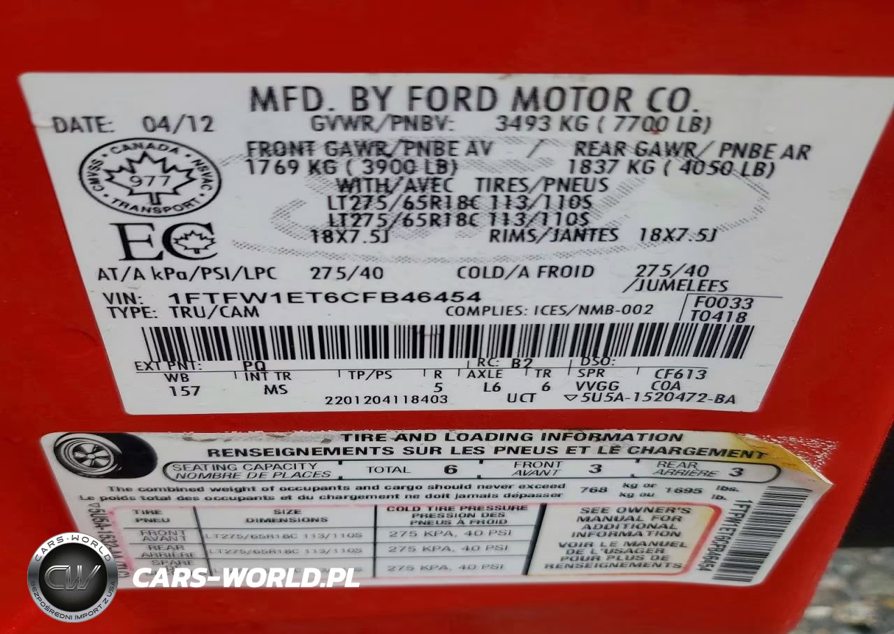 2012 Ford F150 Supercrew VIN:1FTFW1ET6CFB46454 - 12