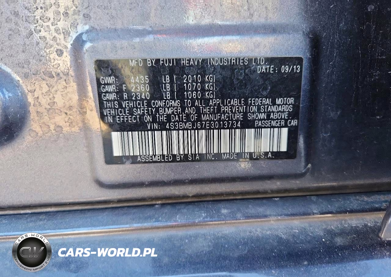 2014 Subaru Legacy 2.5I Sport VIN:4S3BMBJ67E3013734 - 12