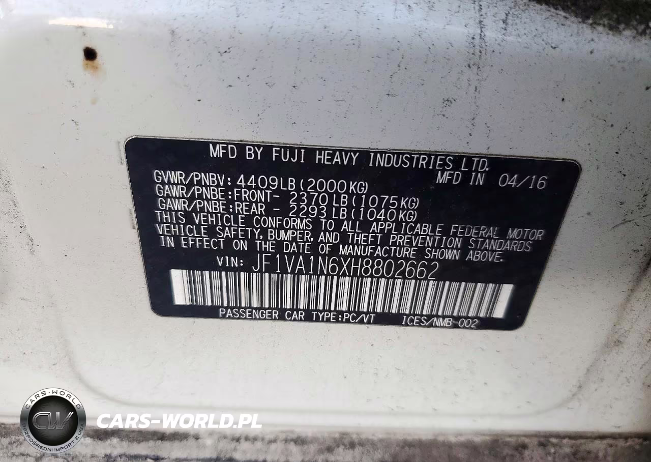 2017 Subaru Wrx Limited VIN:JF1VA1N6XH8802662 - 12