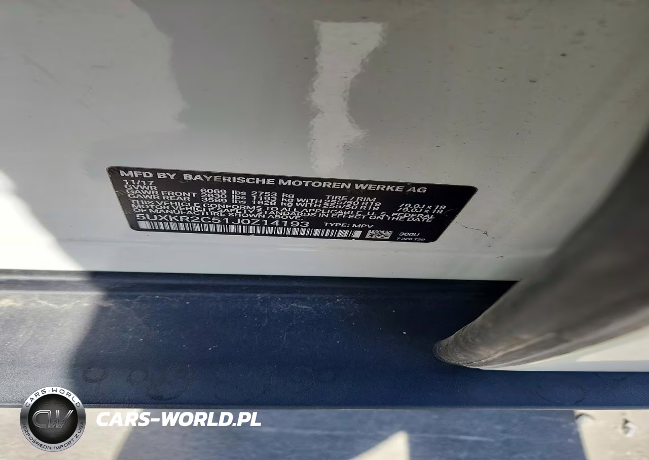 2018 BMW X5 Sdrive35I VIN:5UXKR2C51J0Z14193 - 14