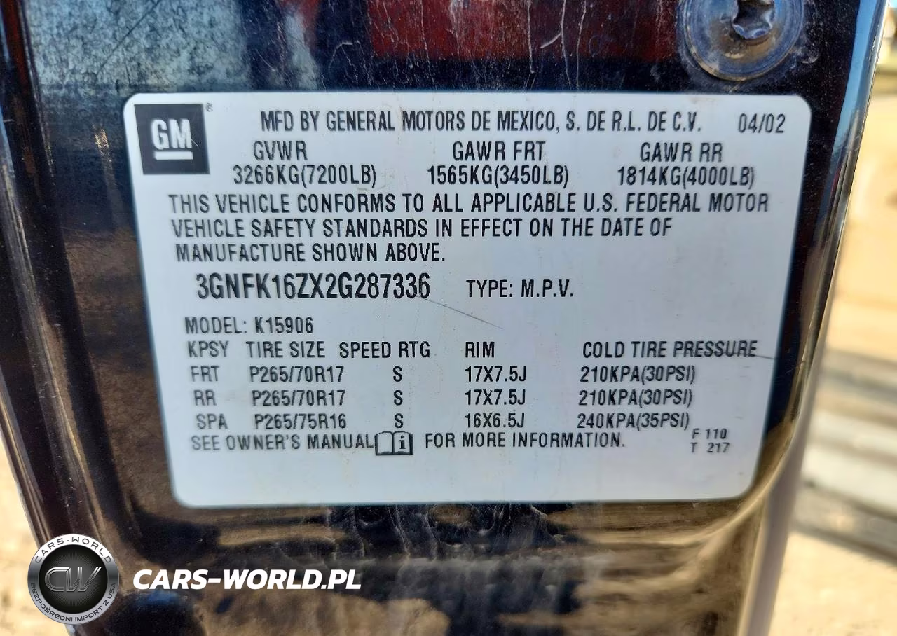 2002 Chevrolet Suburban K1500 VIN:3GNFK16ZX2G287336 - 13