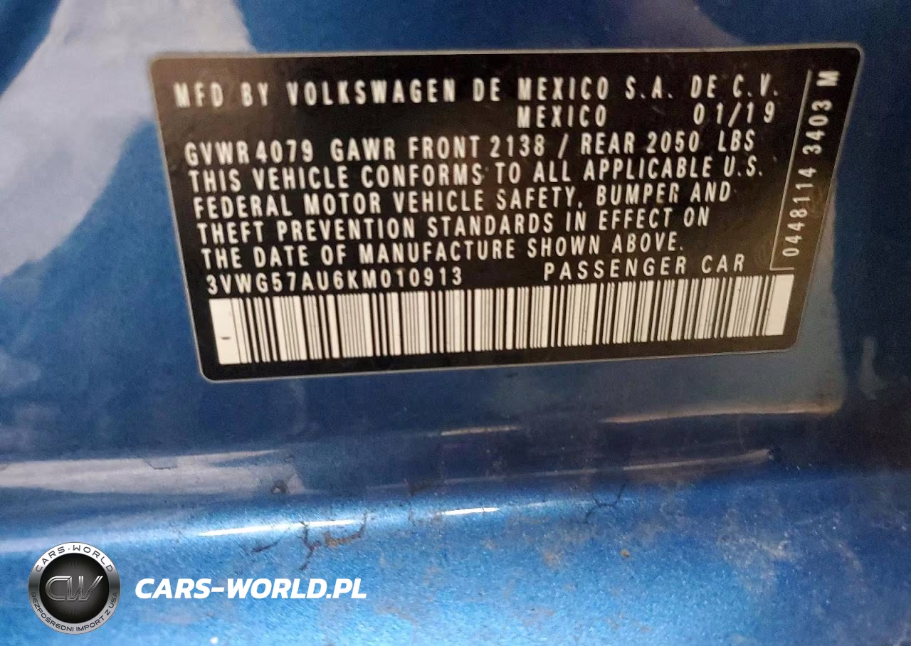 2019 Volkswagen Golf S VIN:3VWG57AU6KM010913 - 13
