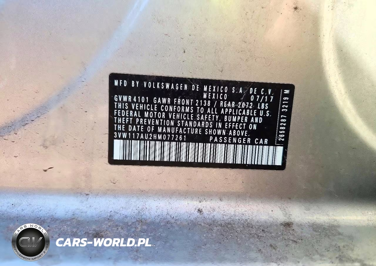 2017 Volkswagen Golf S VIN:3VW117AU2HM077261 - 12