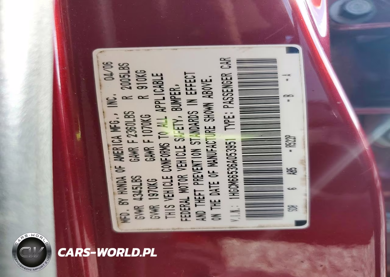 2006 Honda Accord Ex VIN:1HGCM66536A053951 - 12