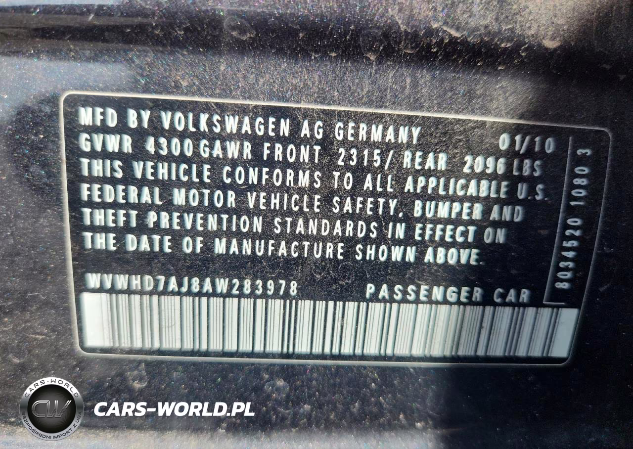 2010 Volkswagen Gti VIN:WVWHD7AJ8AW283978 - 12