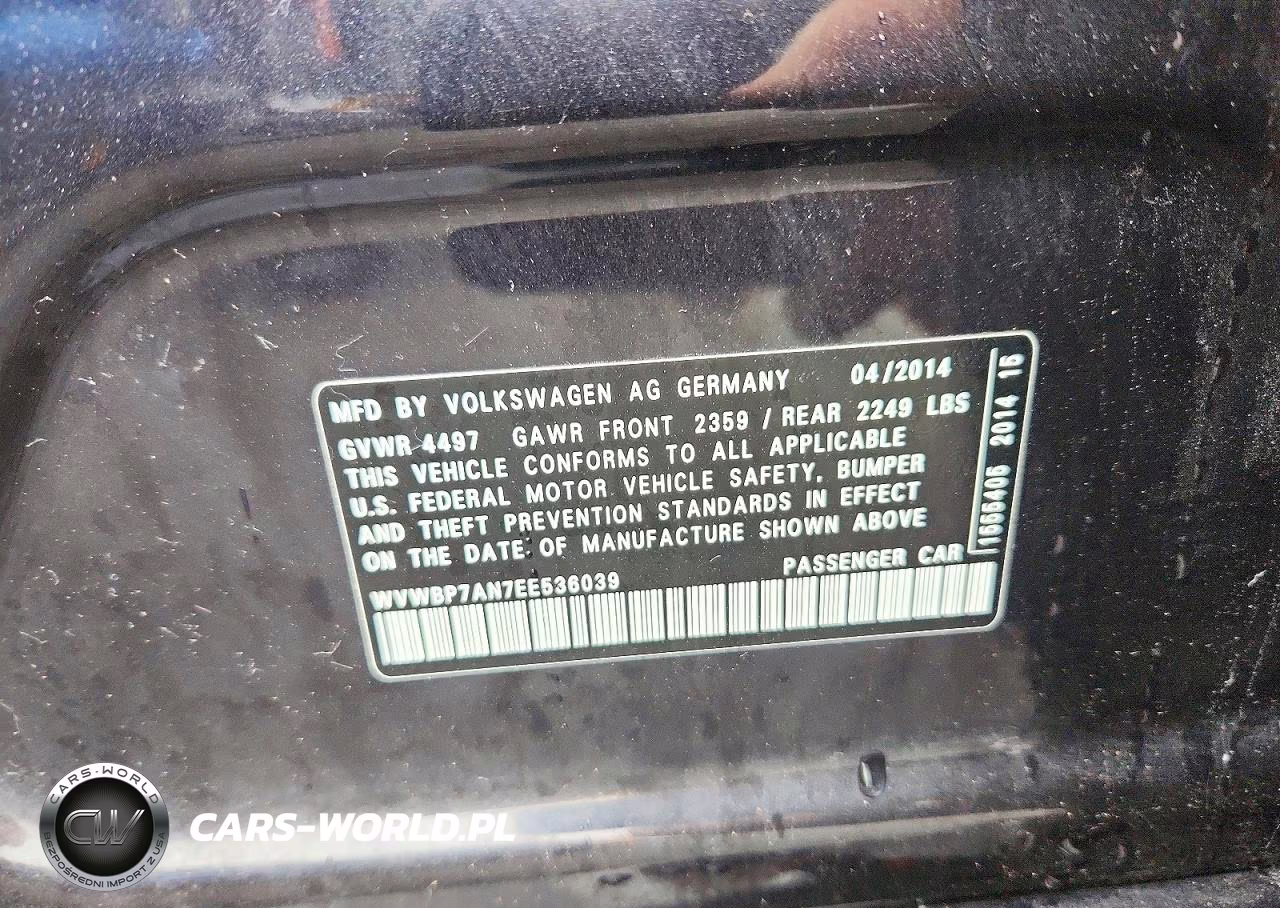 2014 Volkswagen Cc Sport VIN:WVWBP7AN7EE536039 - 12
