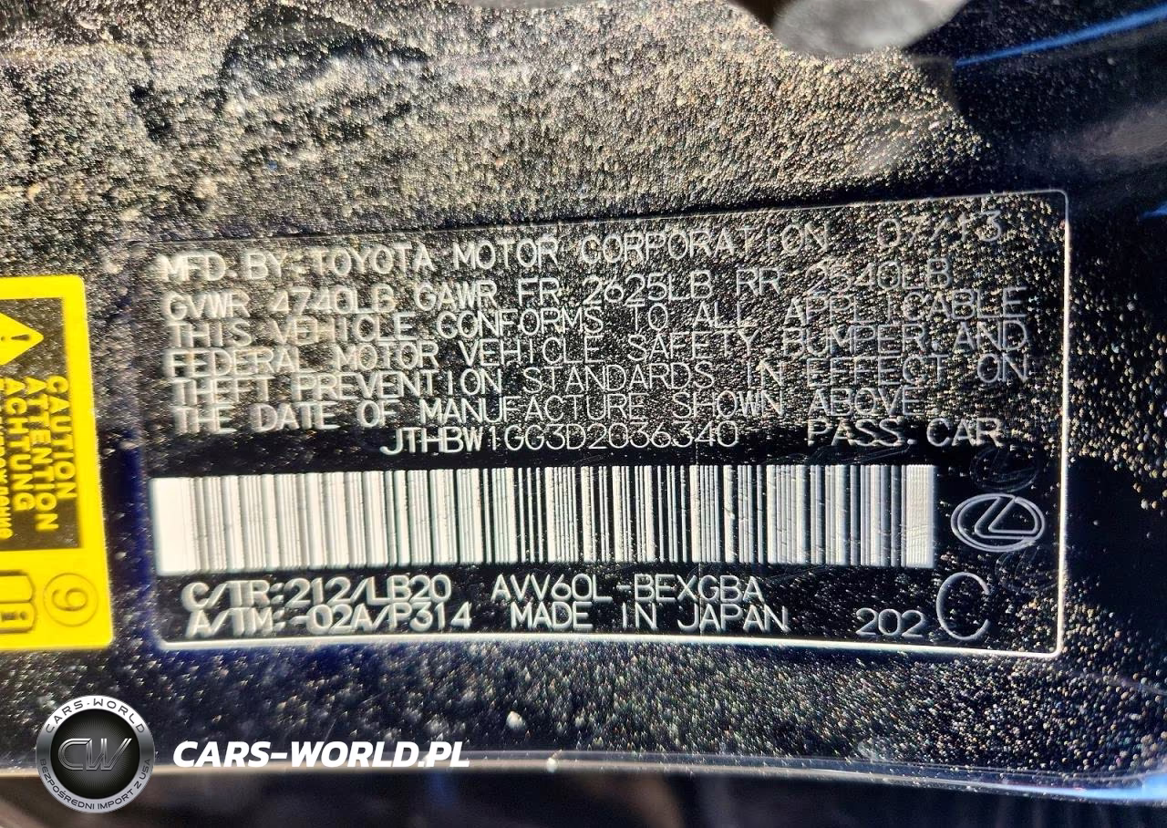 2013 Lexus Es 300H VIN:JTHBW1GG3D2036340 - 12
