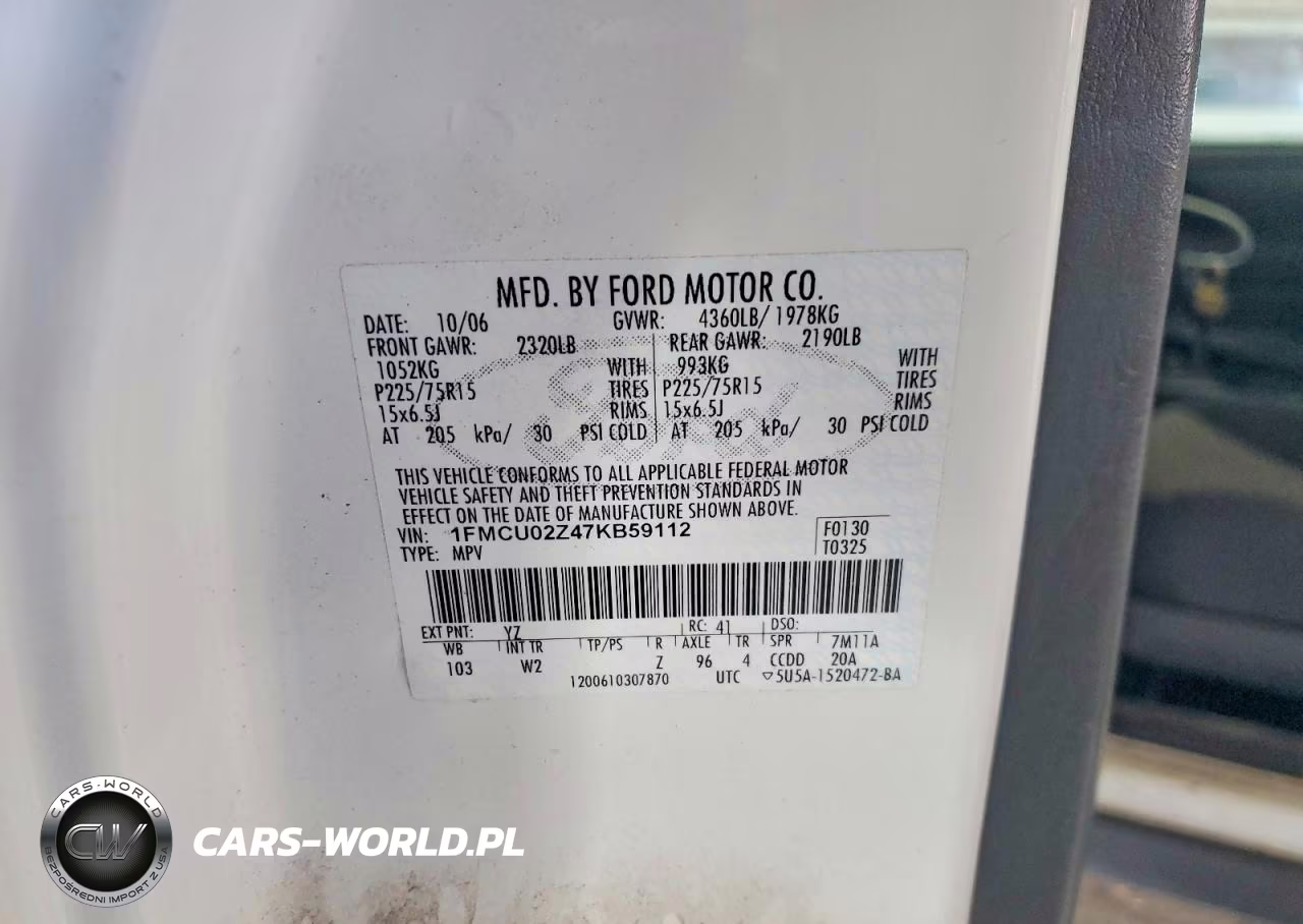 2007 Ford Escape Xls VIN:1FMCU02Z47KB59112 - 13