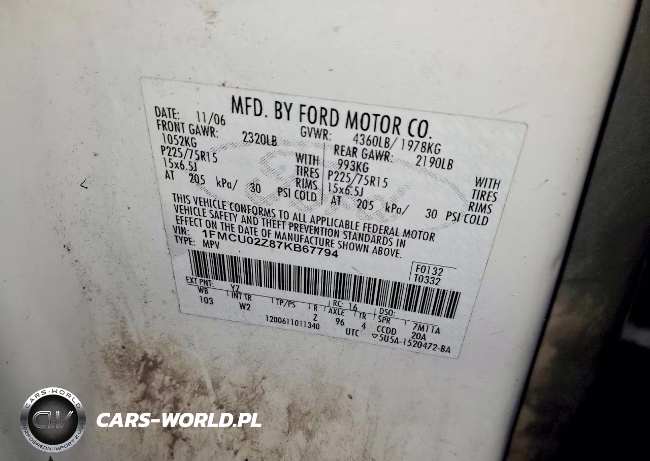 2007 Ford Escape Xls VIN:1FMCU02Z87KB67794 - 13