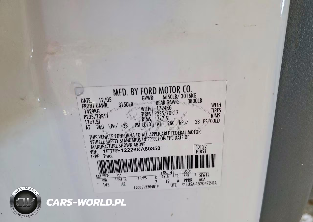 2006 Ford F150 VIN:1FTRF12226NA80858 - 12