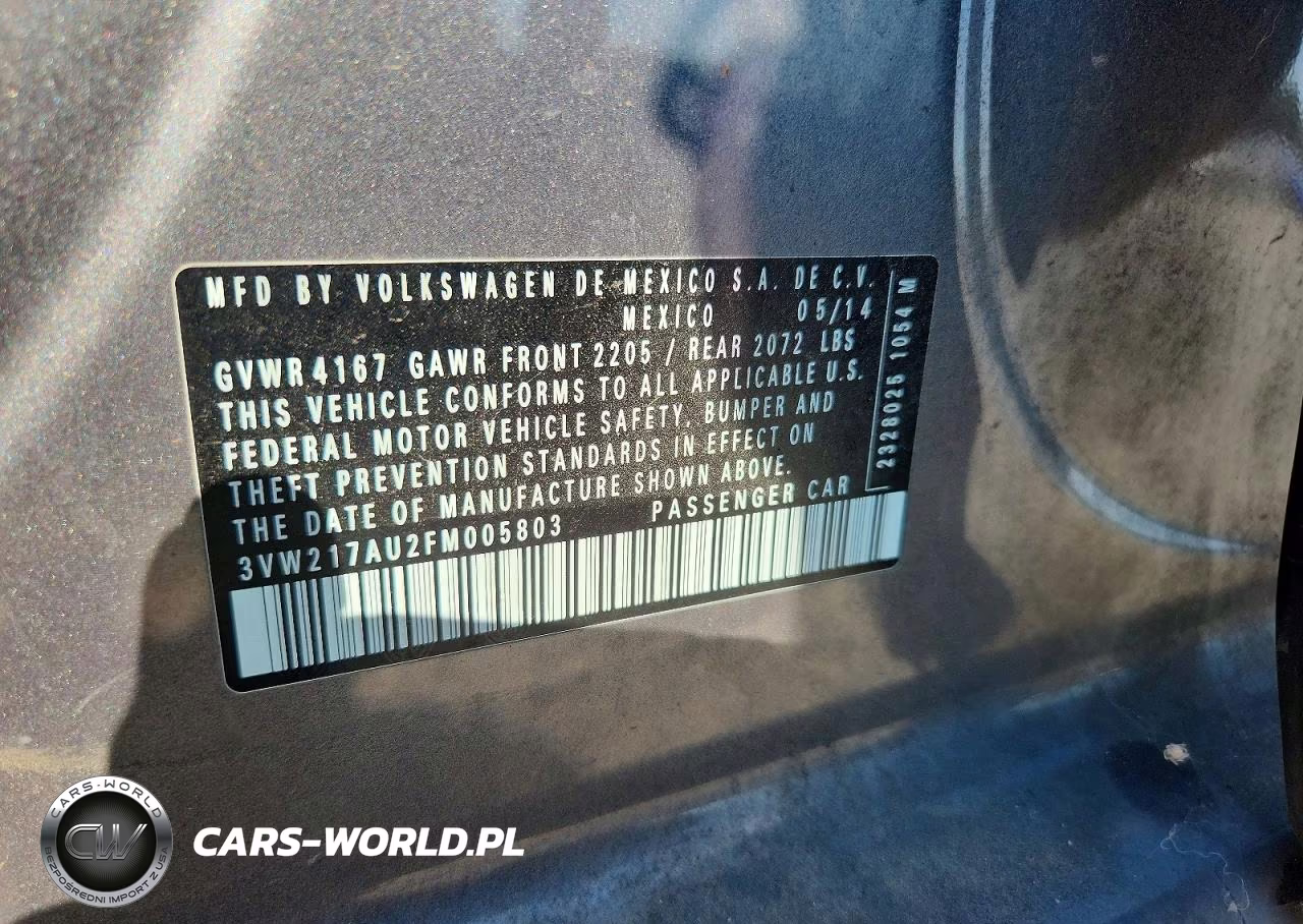 2015 Volkswagen Golf VIN:3VW217AU2FM005803 - 12