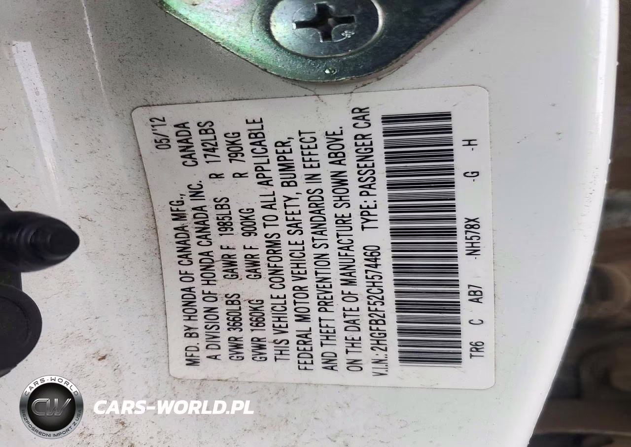 2012 Honda Civic Lx VIN:2HGFB2F52CH574460 - 12