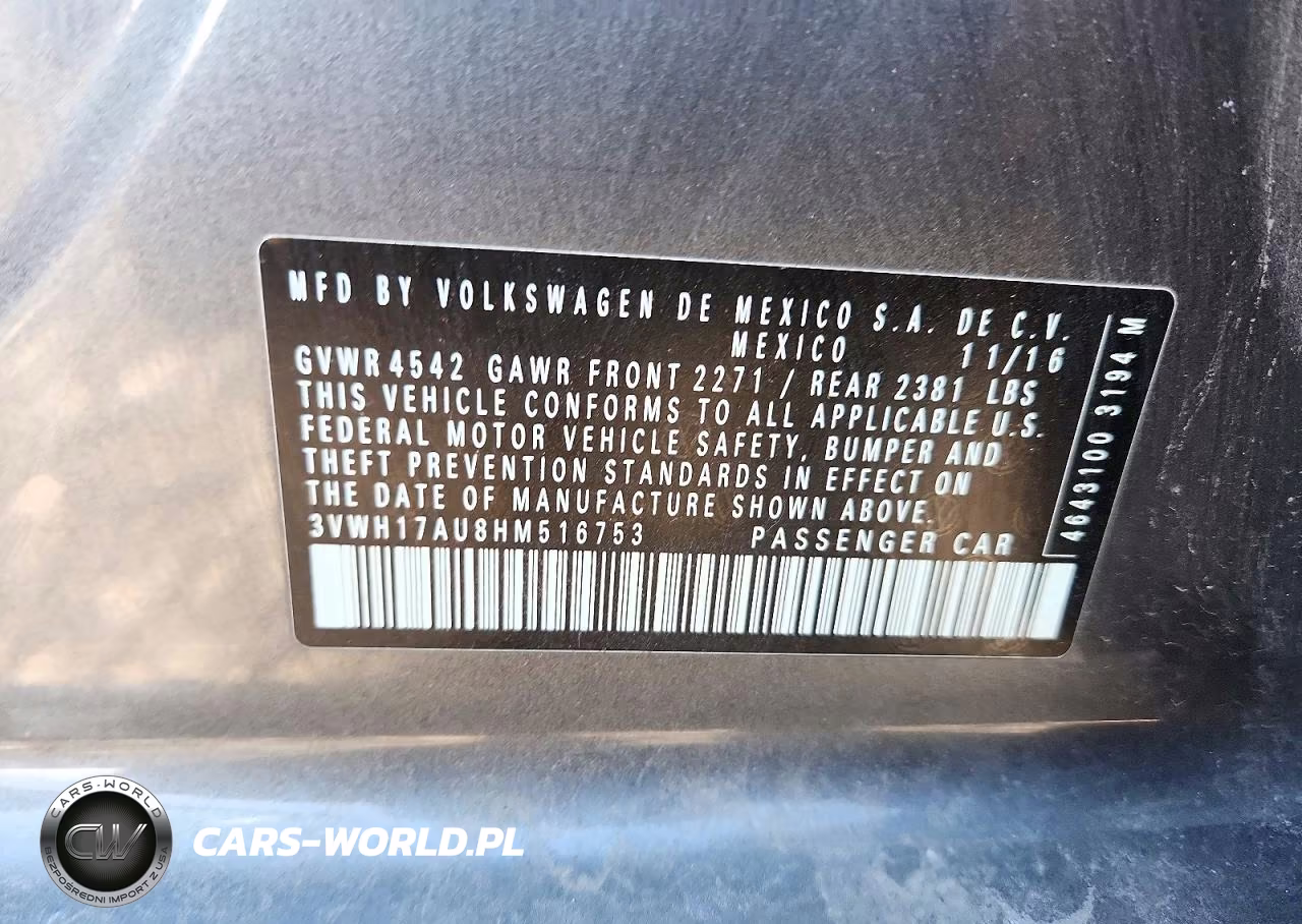 2017 Volkswagen Golf Alltrack S VIN:3VWH17AU8HM516753 - 12