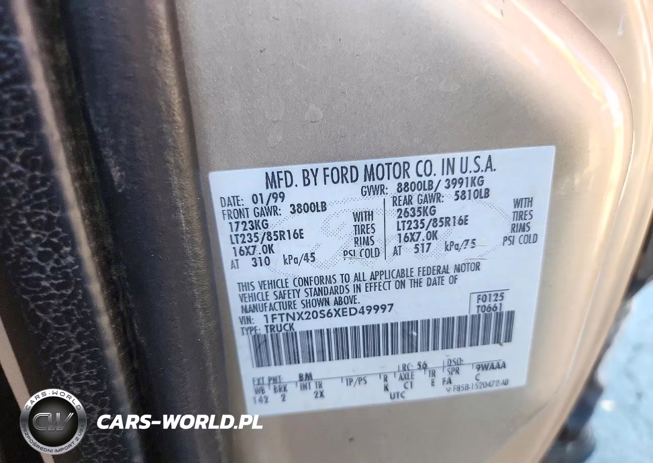 1999 Ford F250 Super Duty VIN:1FTNX20S6XED49997 - 13
