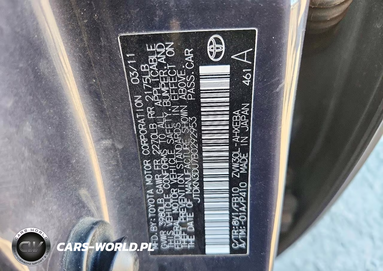2011 Toyota Prius Two VIN:JTDKN3DU7B0292953 - 12