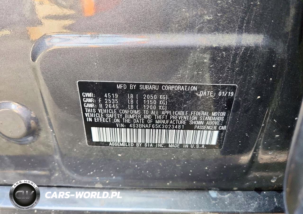 2019 Subaru Legacy 2.5I Premium VIN:4S3BNAF65K3023481 - 13