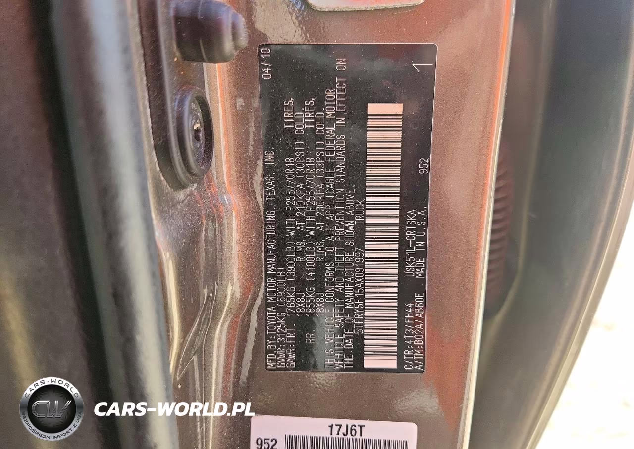 2010 Toyota Tundra Double Cab Sr5 VIN:5TFRY5F15AX091997 - 13
