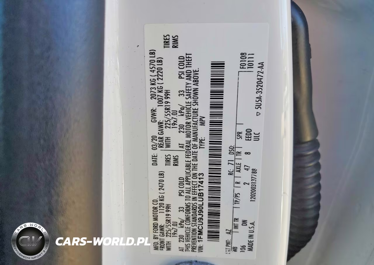2020 Ford Escape Titanium VIN:1FMCU9J90LUB17413 - 13