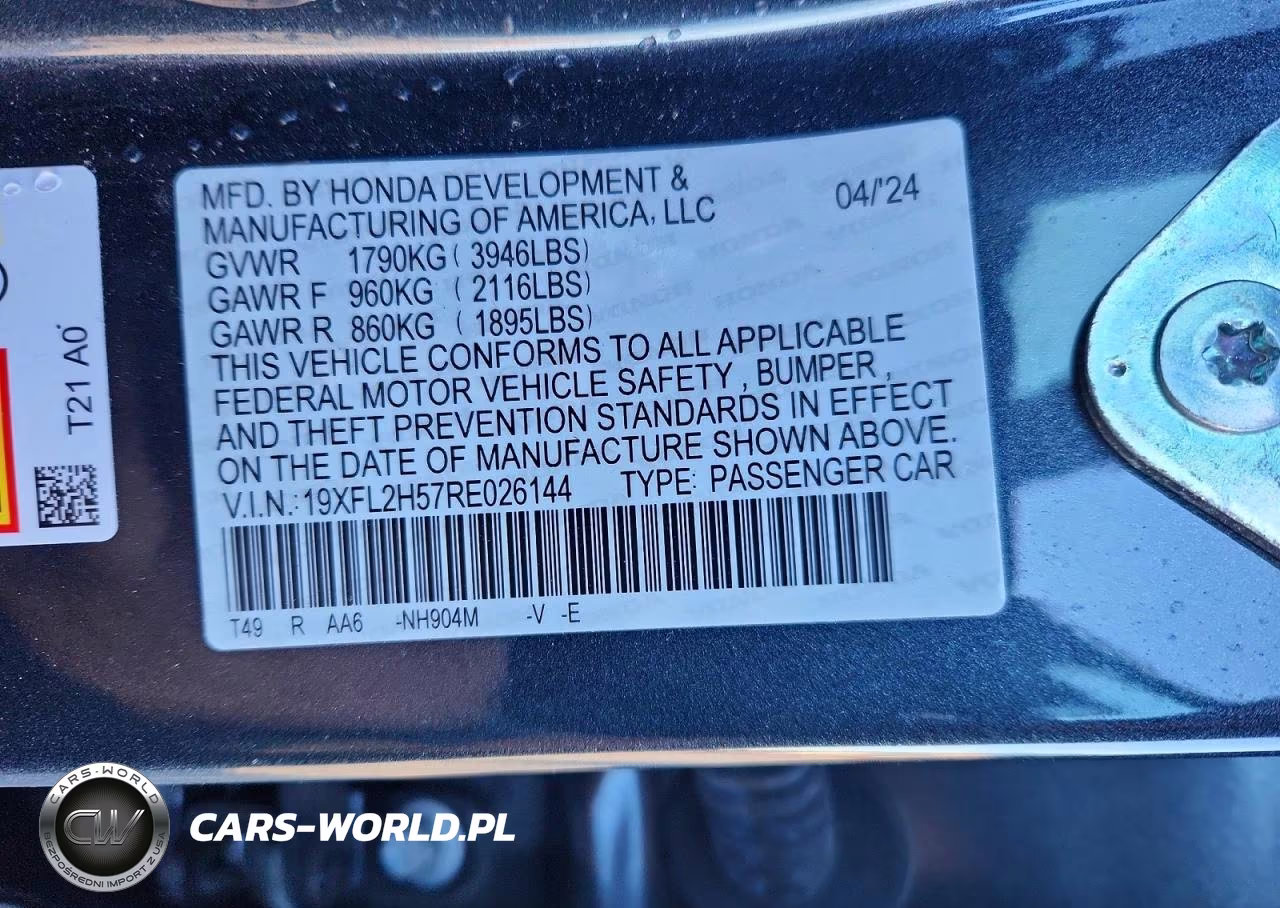 2024 Honda Civic Lx VIN:19XFL2H57RE026144 - 13