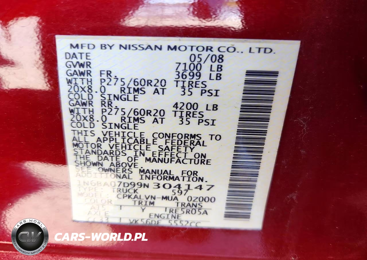 2009 Nissan Titan Xe Ffv VIN:1N6BA07D99N304147 - 12