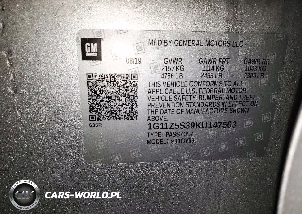 2019 Chevrolet Impala Lt VIN:1G11Z5S39KU147503 - 12