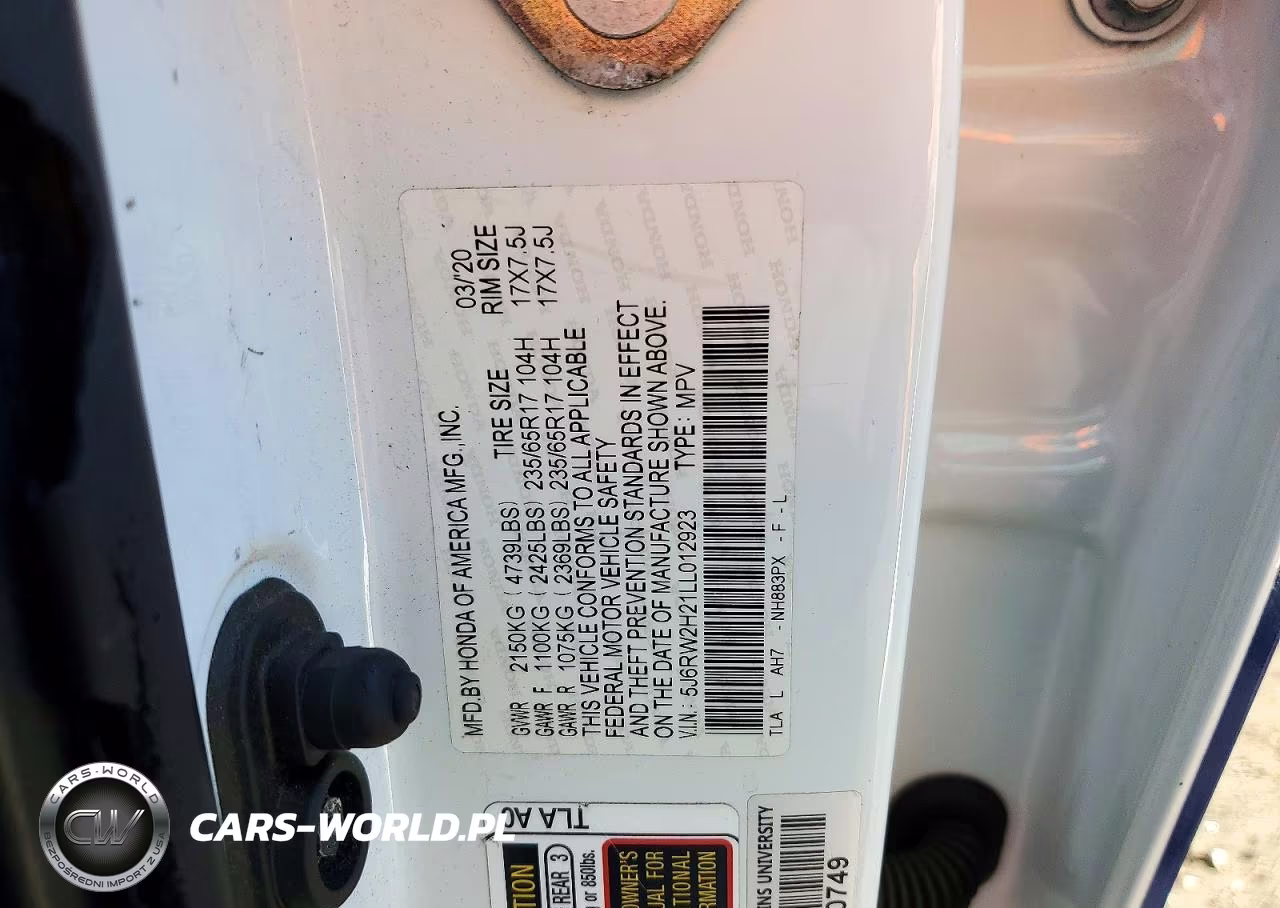 2020 Honda Cr-V Lx VIN:5J6RW2H21LL012923 - 13