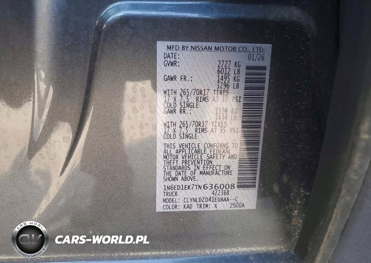 2026 Nissan Frontier S VIN:1N6ED1EK7TN636008 - 12