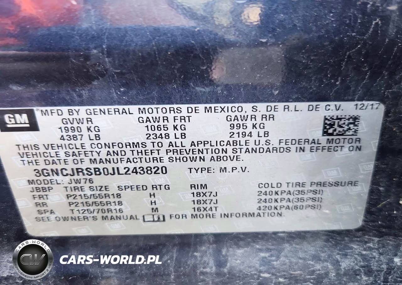 2018 Chevrolet Trax Premier VIN:3GNCJRSB0JL243820 - 13