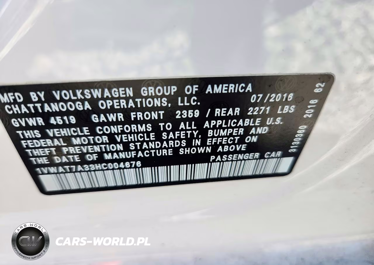 2017 Volkswagen Passat S VIN:1VWAT7A33HC004676 - 12