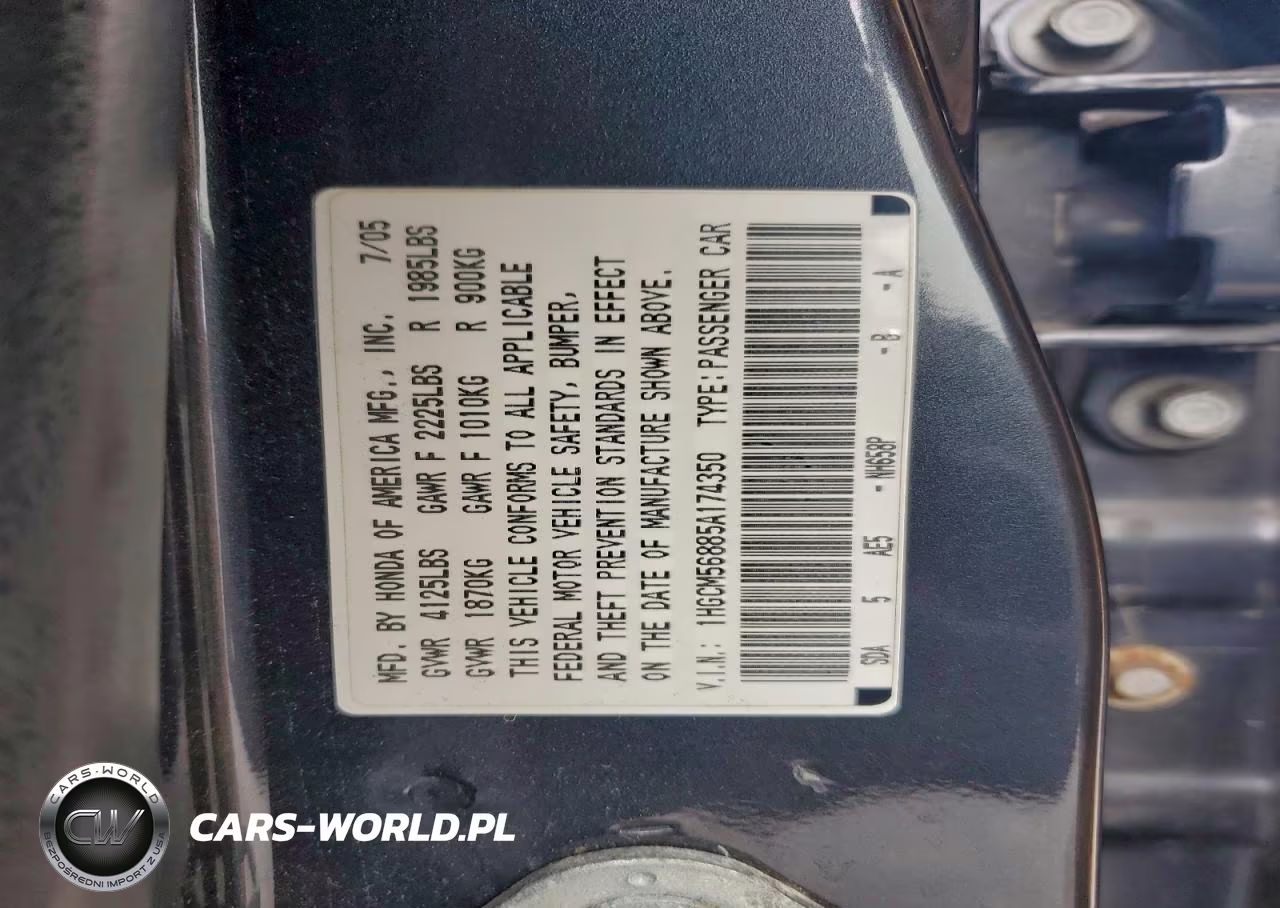 2005 Honda Accord Ex VIN:1HGCM56885A174350 - 12