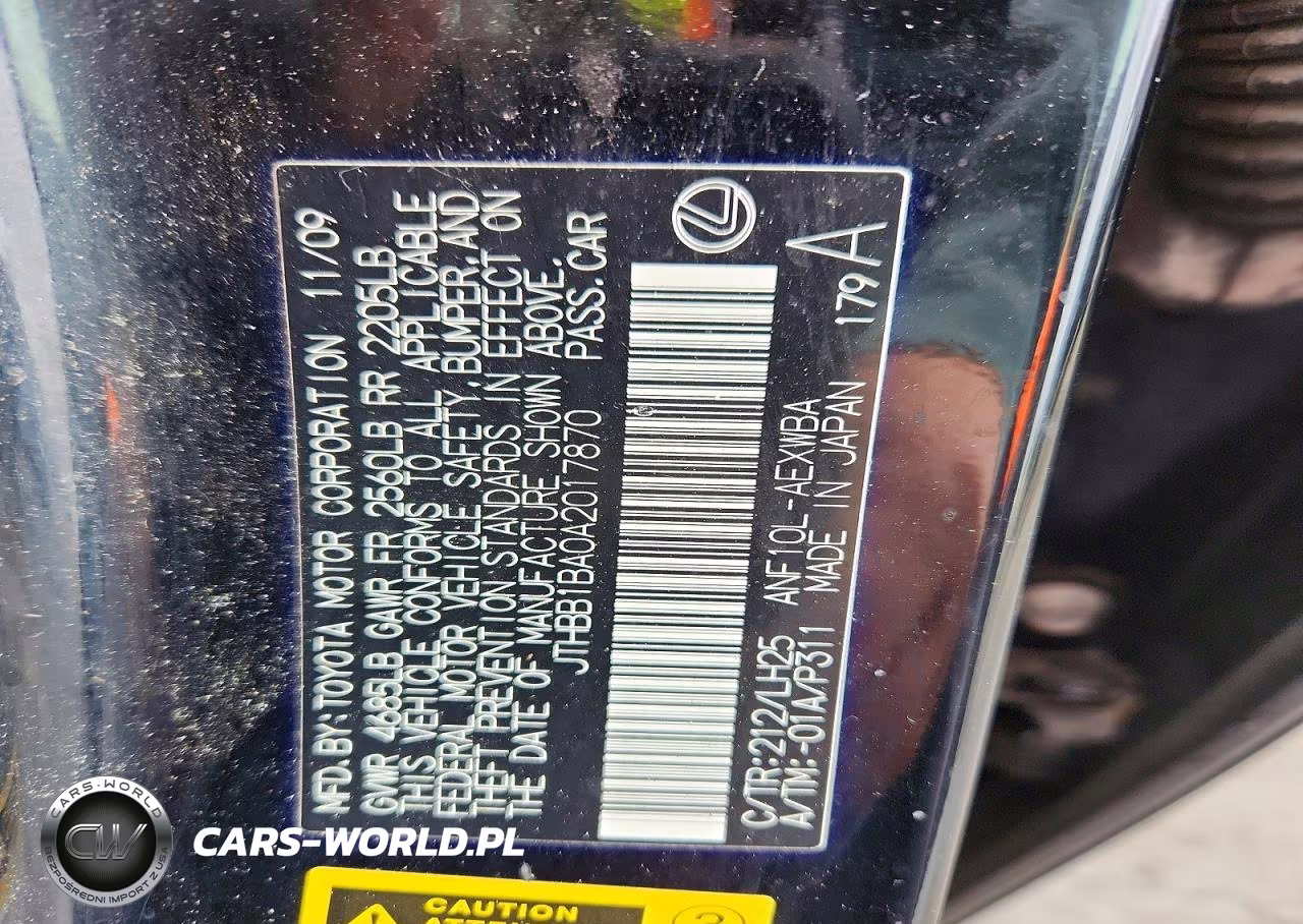 2010 Lexus Hs 250H VIN:JTHBB1BA0A2017870 - 12