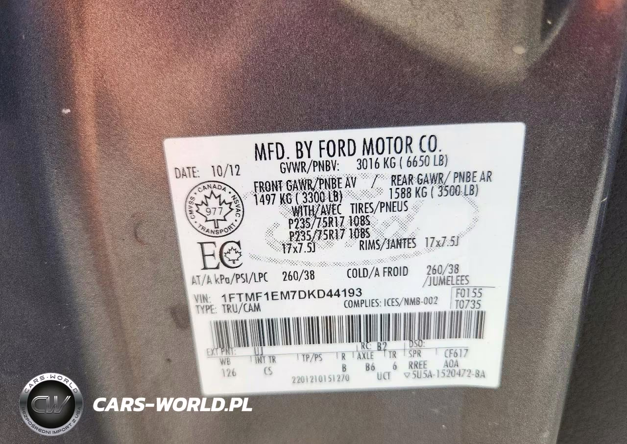 2013 Ford F150 VIN:1FTMF1EM7DKD44193 - 12