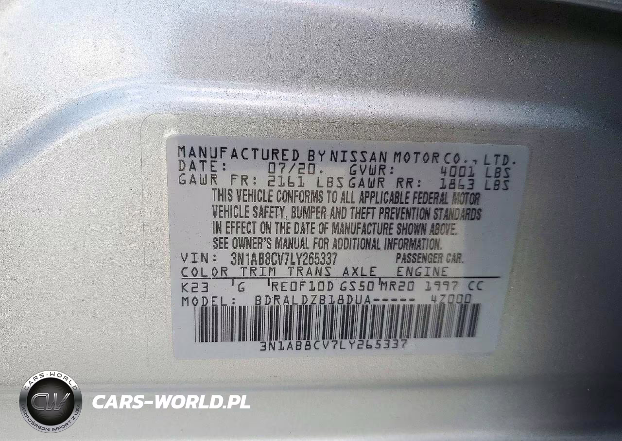 2020 Nissan Sentra Sv VIN:3N1AB8CV7LY265337 - 13
