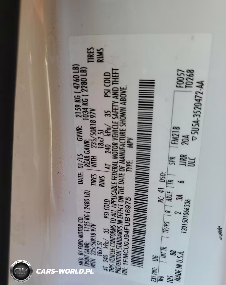 2015 Ford Escape Titanium VIN:1FMCU0J94FUB16975 - 13