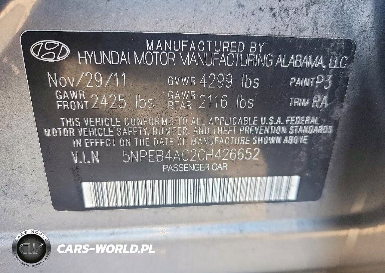 2012 Hyundai Sonata Gls VIN:5NPEB4AC2CH426652 - 12