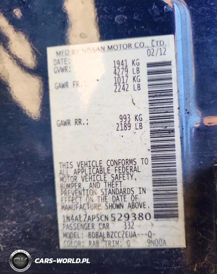 2012 Nissan Altima 2.5 VIN:1N4AL2AP5CN529380 - 12
