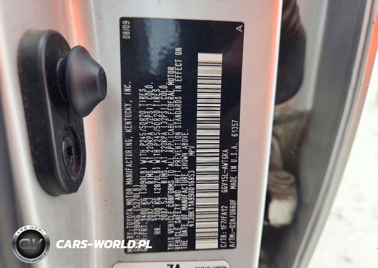 2009 Toyota Venza Awd V6 VIN:4T3BK11A99U016853 - 13