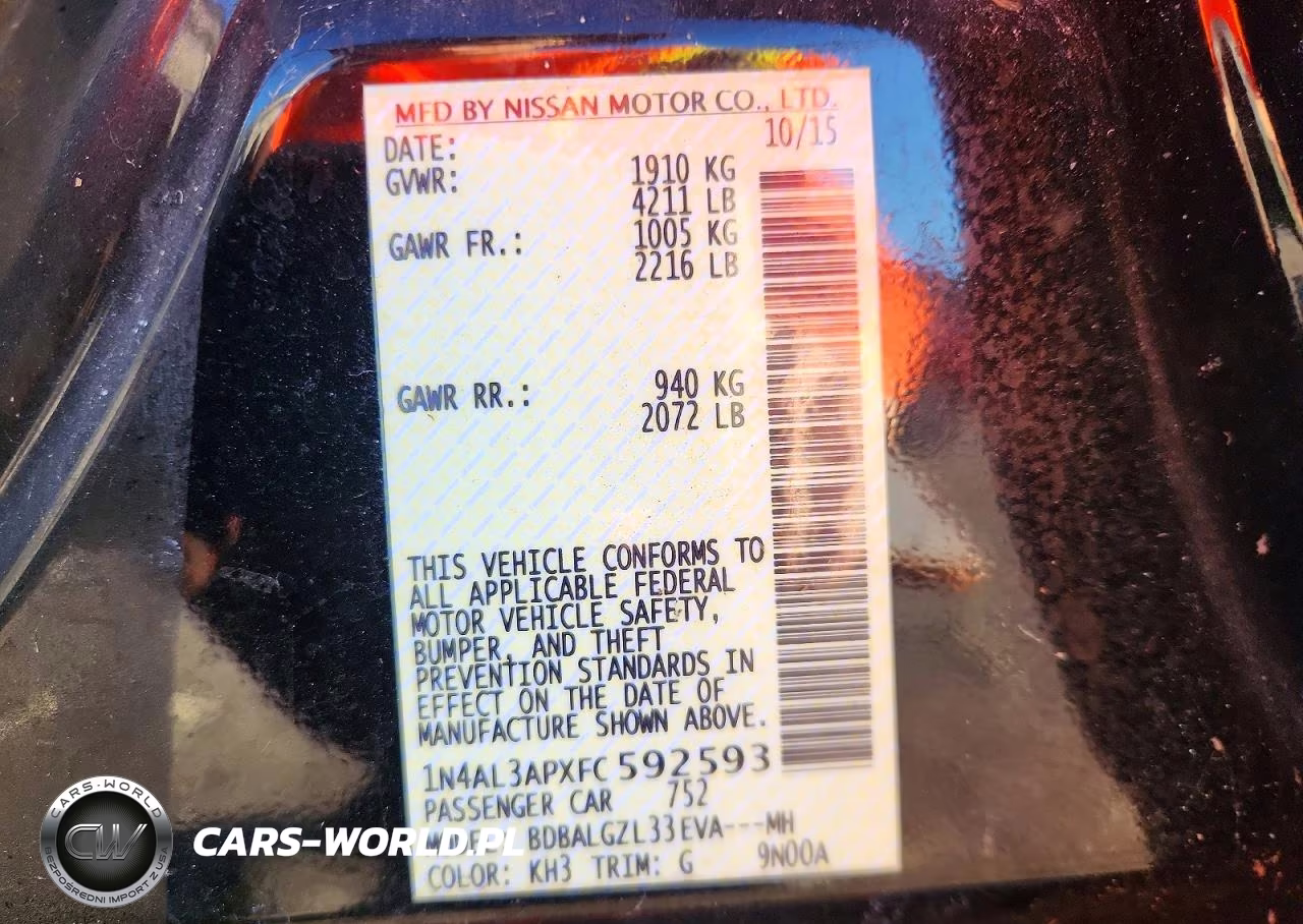 2015 Nissan Altima 2.5 S VIN:1N4AL3APXFC592593 - 12
