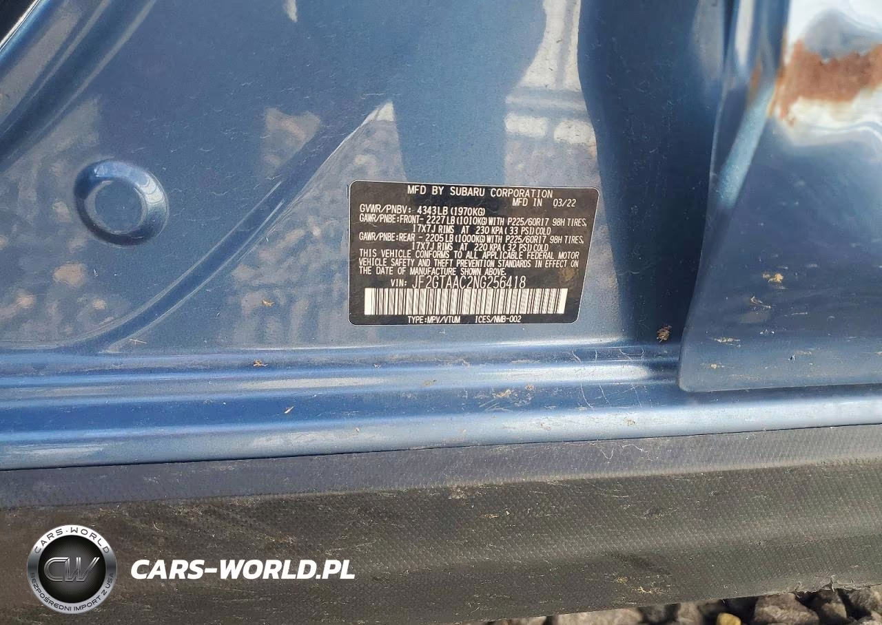2022 Subaru Crosstrek VIN:JF2GTAAC2NG256418 - 12
