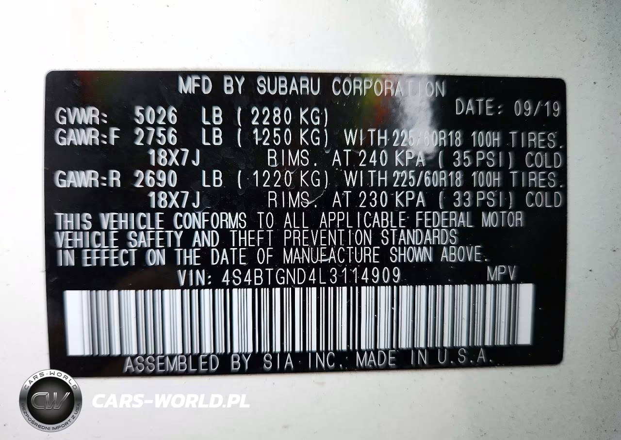 2020 Subaru Outback Limited Xt VIN:4S4BTGND4L3114909 - 14