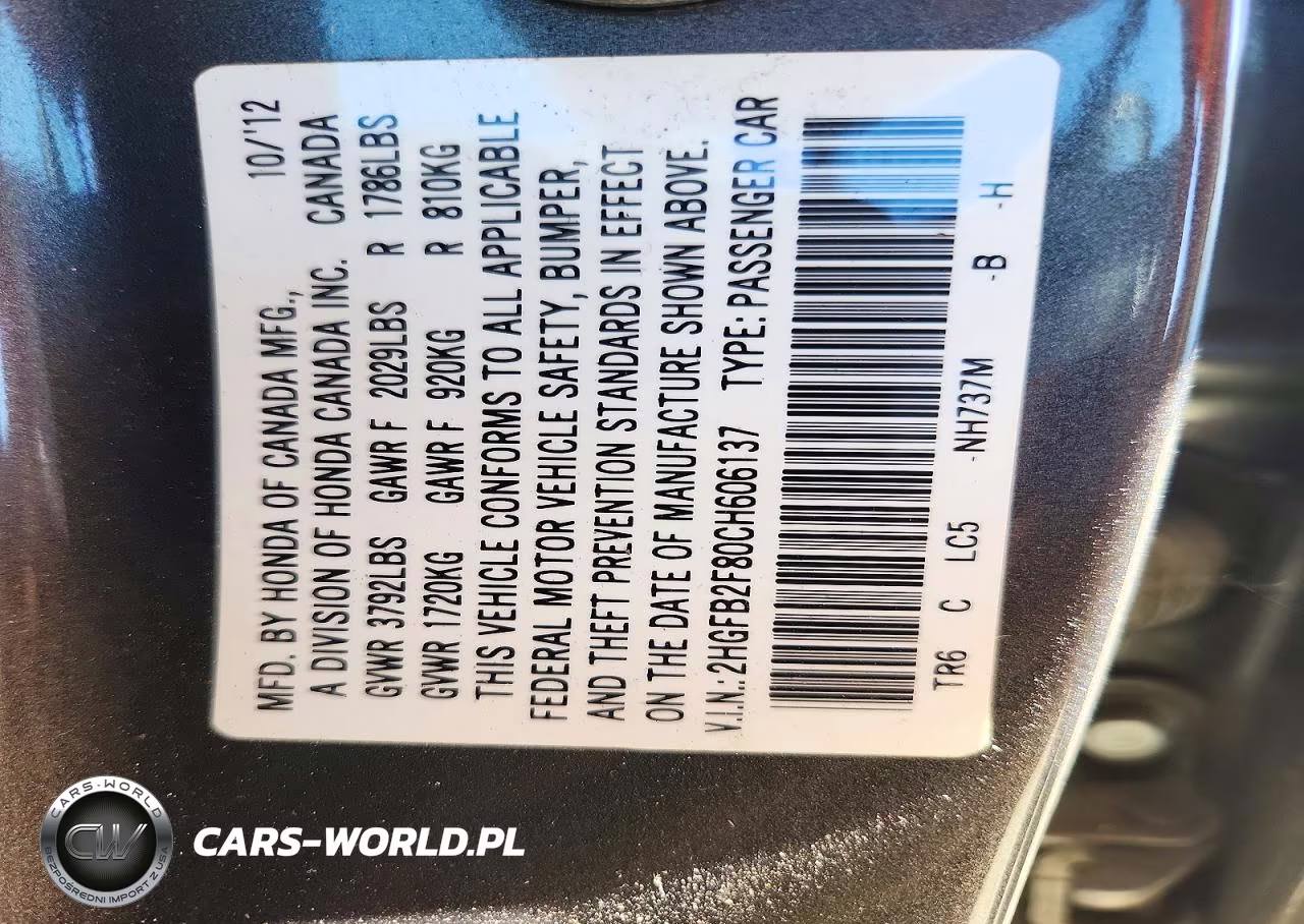 2012 Honda Civic Ex VIN:2HGFB2F80CH606137 - 13