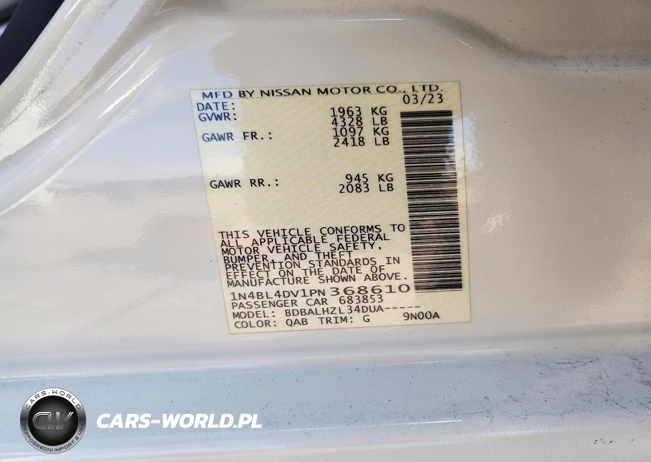 2023 Nissan Altima Sv VIN:1N4BL4DV1PN368610 - 12