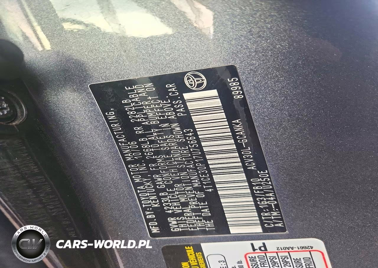 2007 Toyota Camry Solara Se VIN:4T1CE30P17U756643 - 12