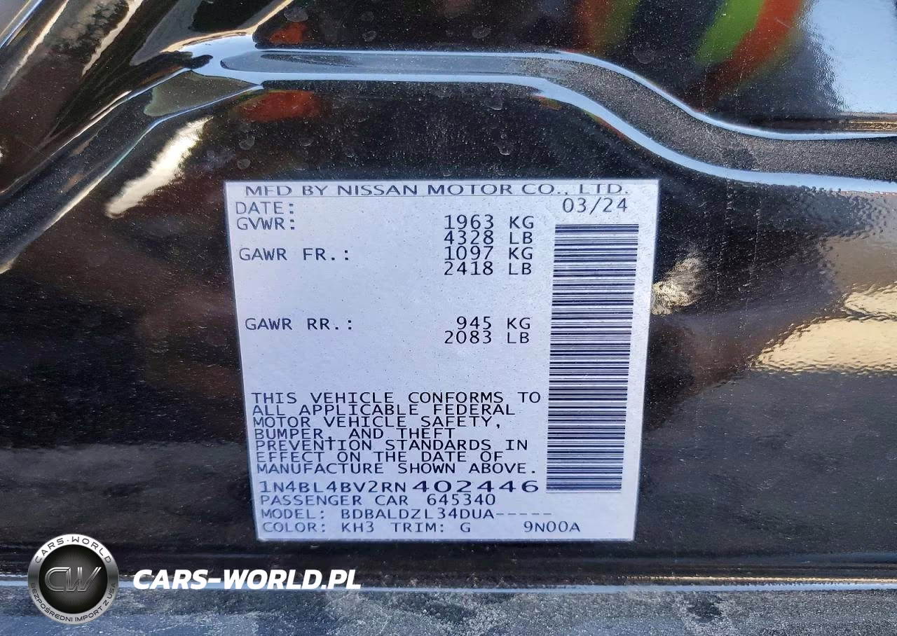 2024 Nissan Altima S VIN:1N4BL4BV2RN402446 - 12