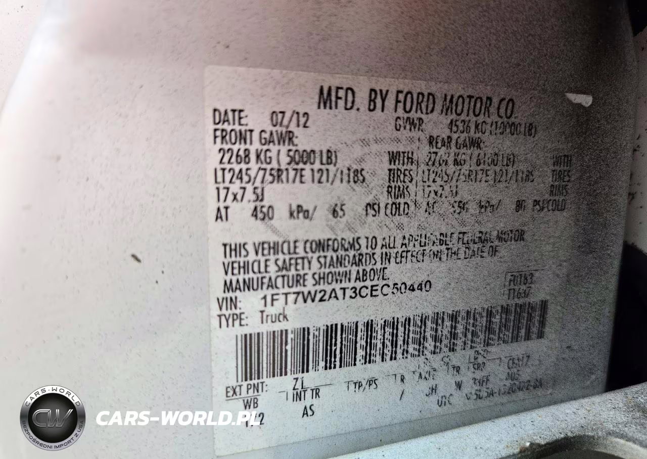 2012 Ford F250 Super Duty VIN:1FT7W2AT3CEC50440 - 12