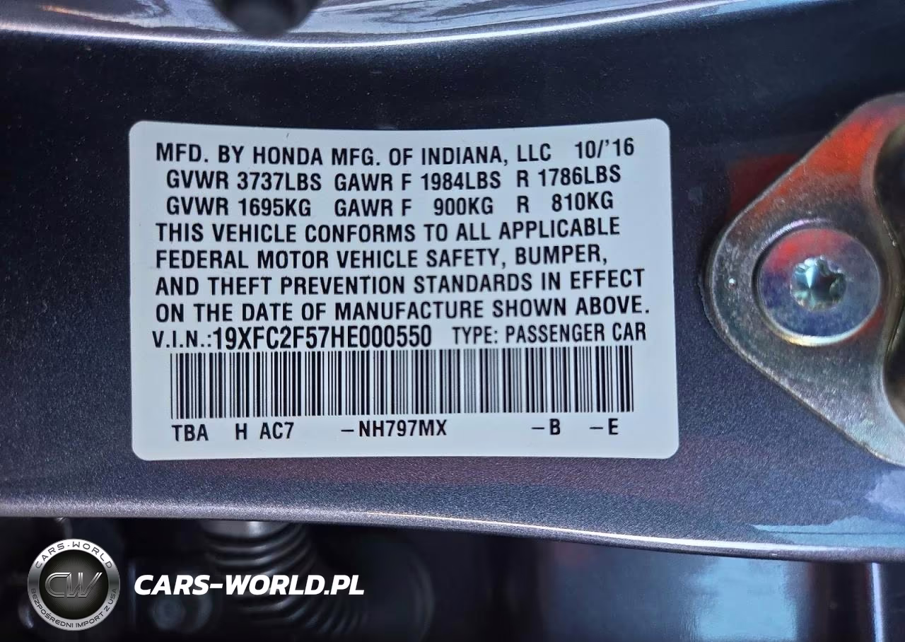 2017 Honda Civic Lx VIN:19XFC2F57HE000550 - 12