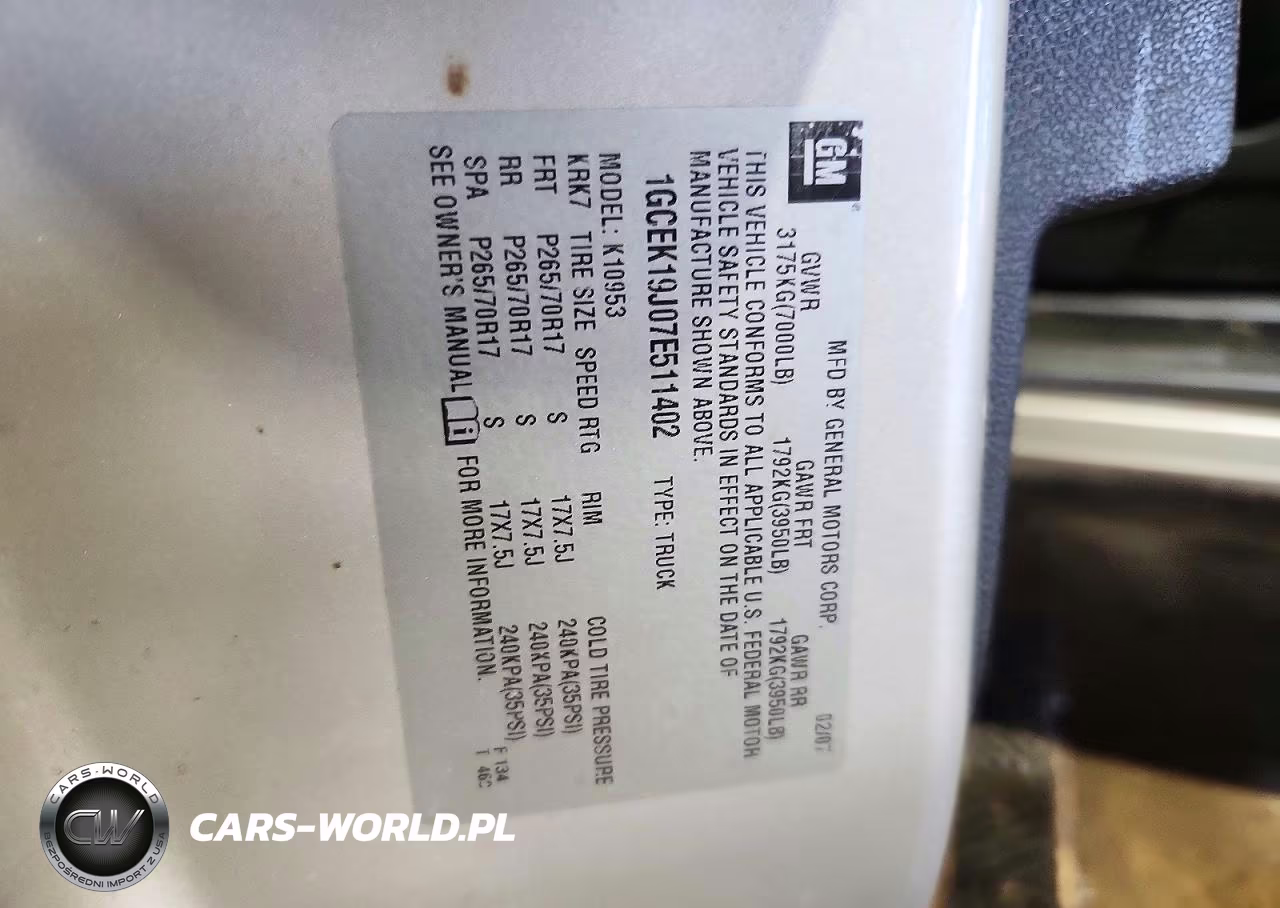 2007 Chevrolet Silverado K1500 VIN:1GCEK19J07E511402 - 12
