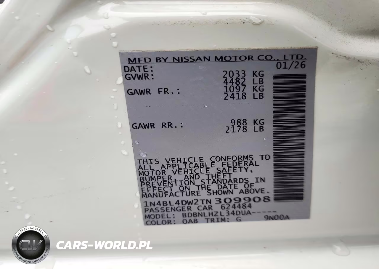 2026 Nissan Altima Sv VIN:1N4BL4DW2TN309908 - 13