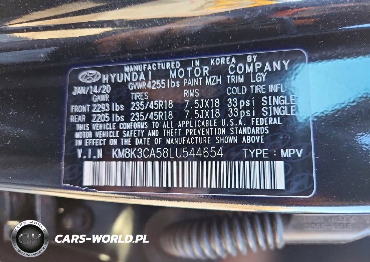 2020 Hyundai Kona Limited VIN:KM8K3CA58LU544654 - 13