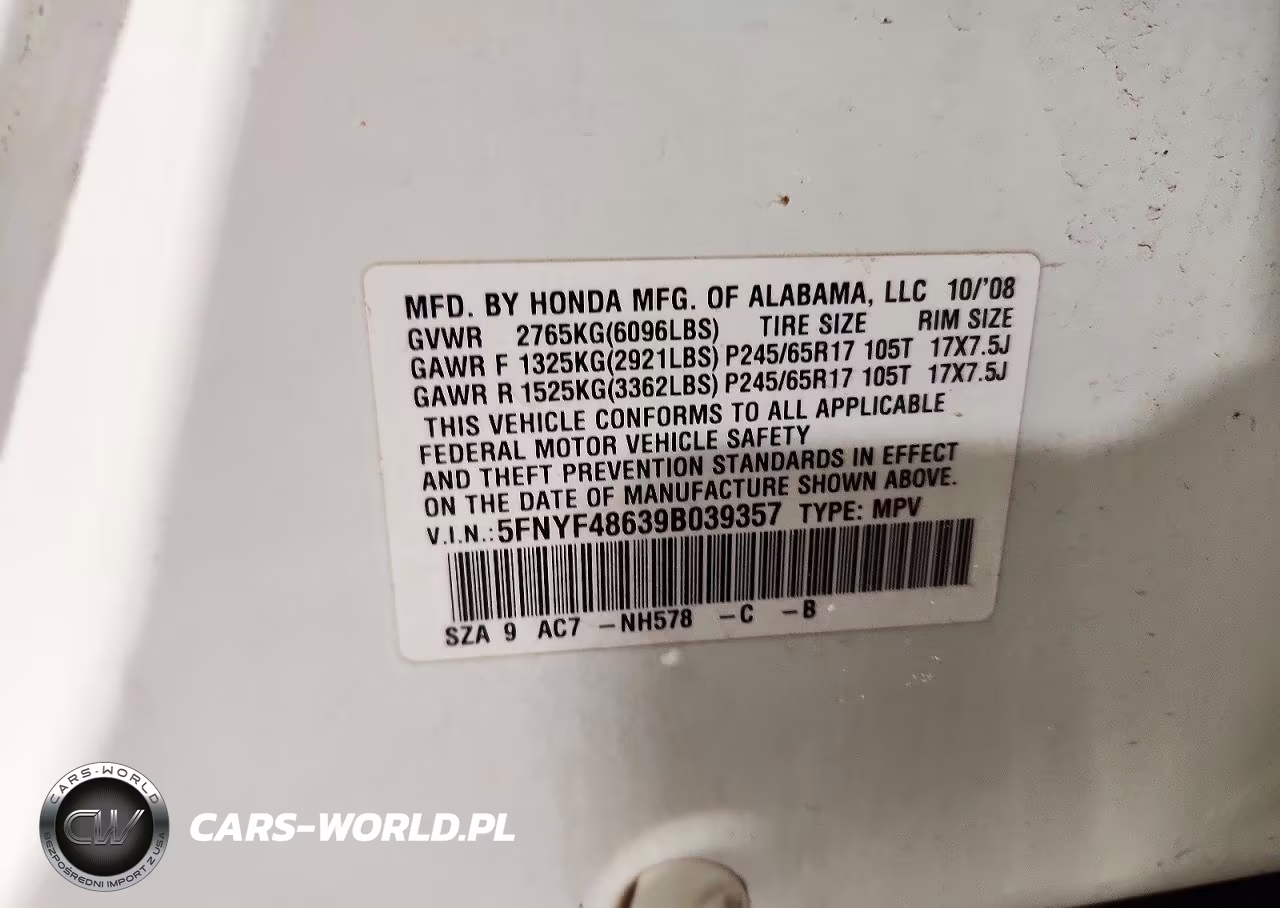 2009 Honda Pilot Exl VIN:5FNYF48639B039357 - 13